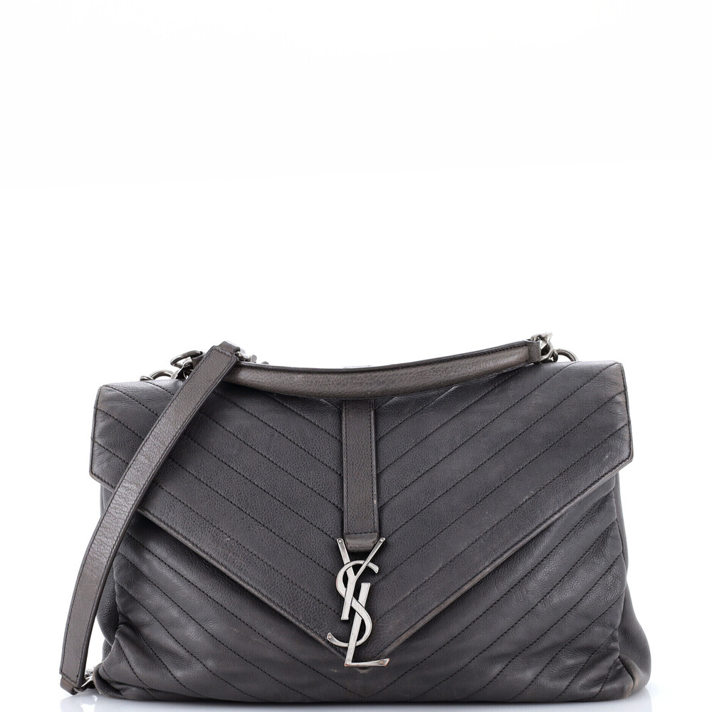 Saint Laurent Large Classic Monogram College Bag Matelasse Chevron Leather